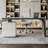 Gray Half-circle Sintered Stone Stainless Steel Desk,2-drawr-1929695337