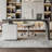 Gray Half-circle Sintered Stone Stainless Steel Desk,2-drawr-1929695339