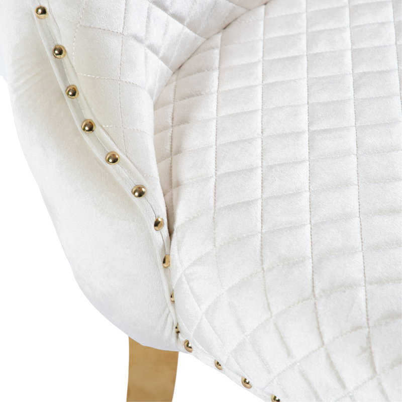 Chaises d'appoint rembourrées Monroe, Doré, Blanc