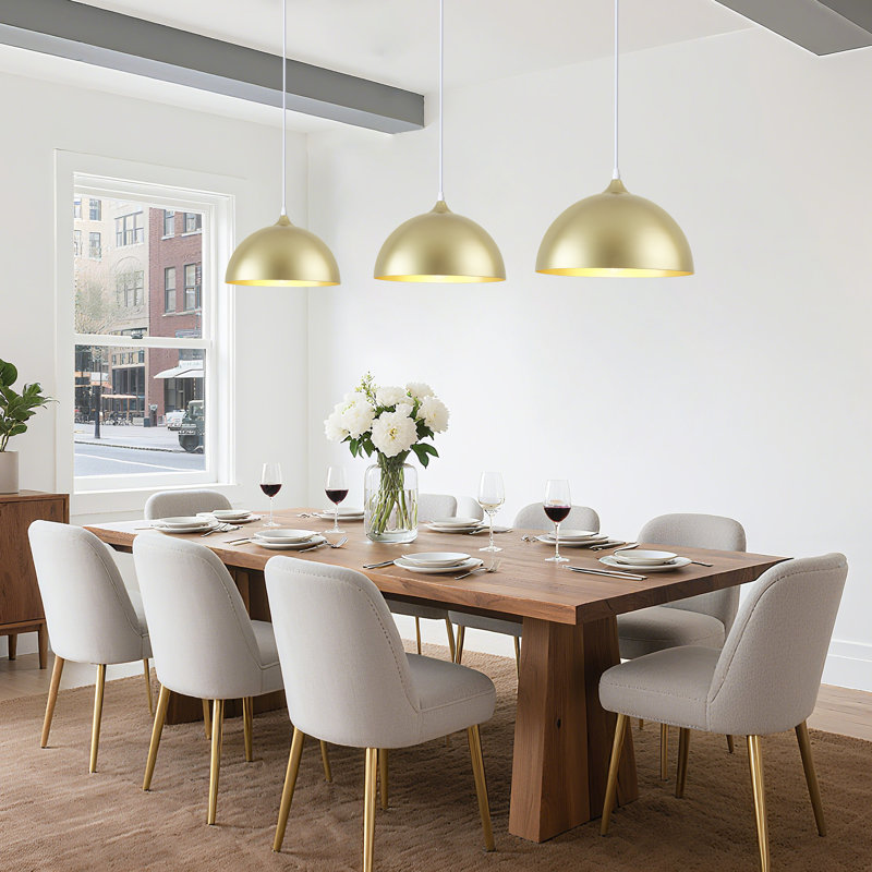 3 - Light 11.81'' Dome Pendant for Kitchen Island Modern Pendant Lighting Fixtures ( Set of 3), 3, Gold