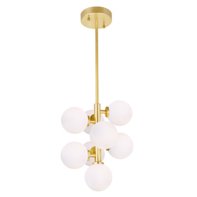 12" Pendant Light for Kitchen Island, Dining Room – 8-Light Modern Design with G9 Bulb Base – LED Compatible, Frosted Glass Globes – BACL Certified