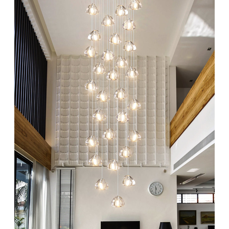 Chandelier moderne en cristal glam, H 197 po x l 27,5 po x P 27,5 po, 36