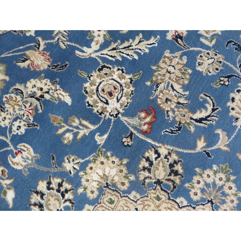 Tapis oriental bleu noué à la main 8 pi 1 po x 8 pi 2 po G14760