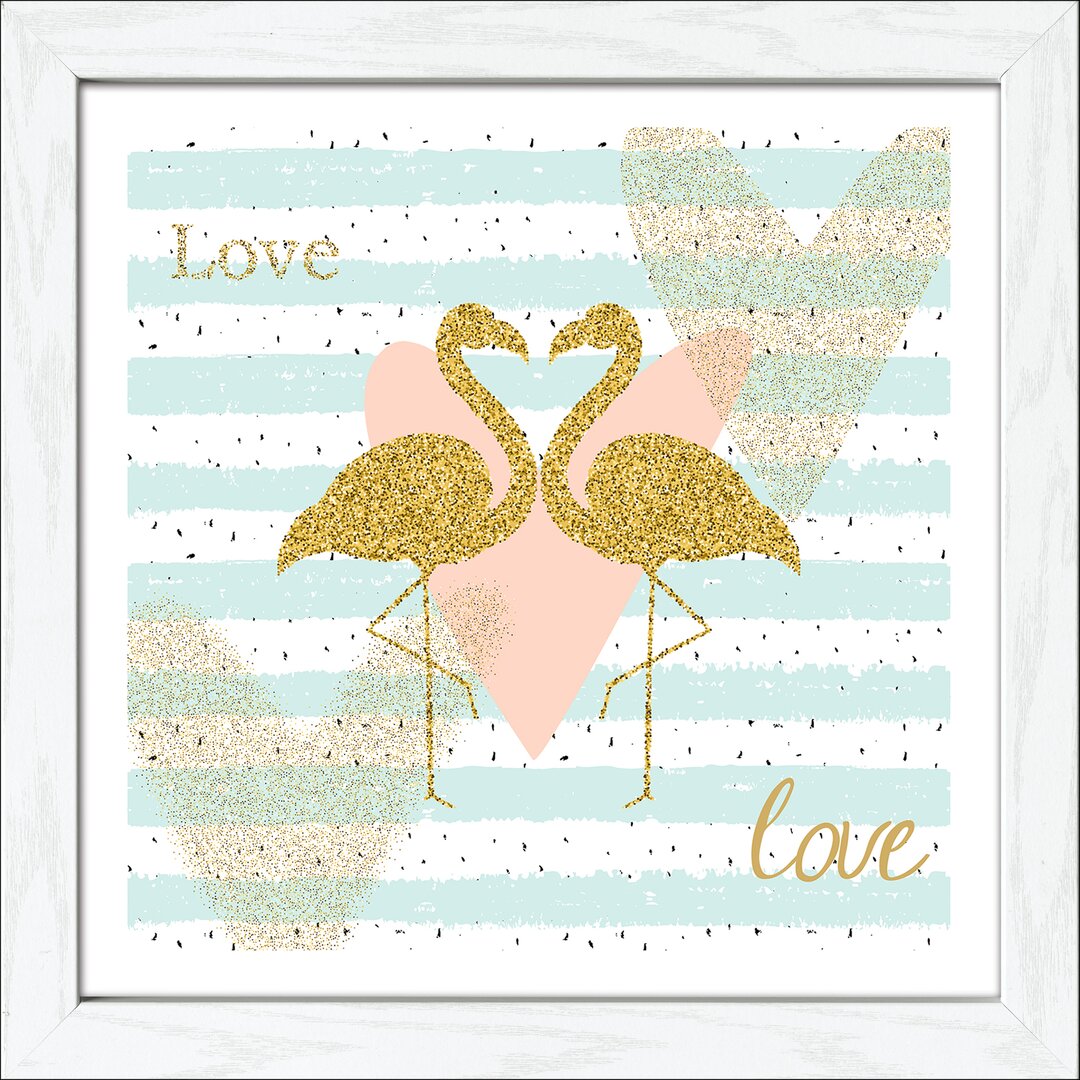 Gerahmtes Poster Flamingos In Love