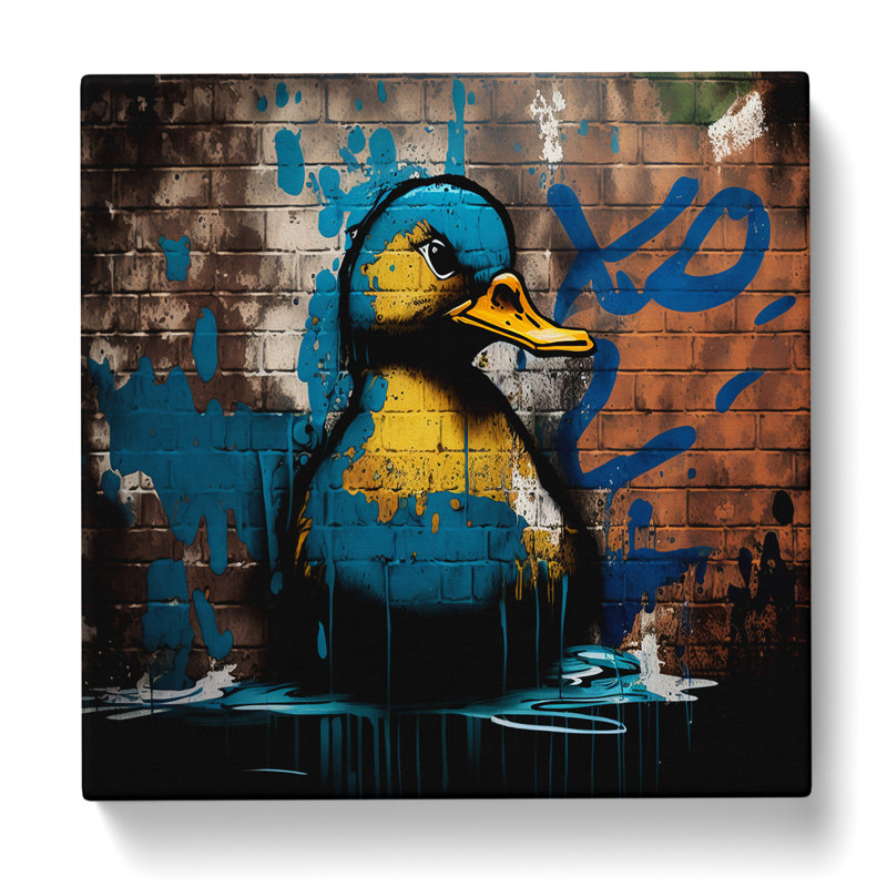 Duck Graffiti Art - Wrapped Canvas, 35cm H x 35cm W x 3cm D