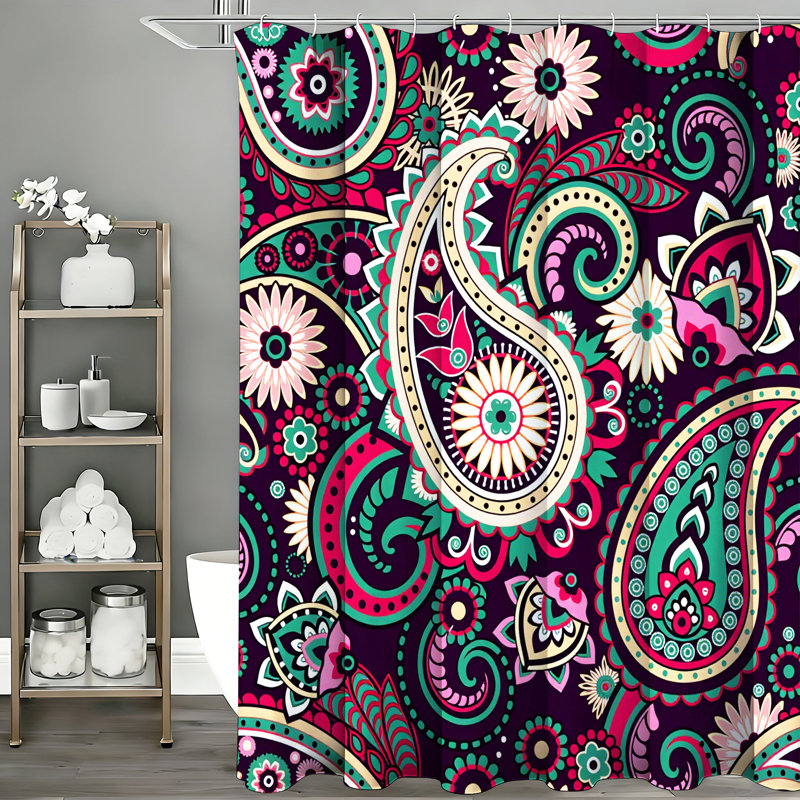 Rideaux de douche Boho avec crochets inclus, Violet