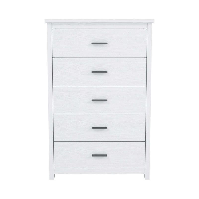 Commode en bois à 5 tiroirs American Country, Blanc