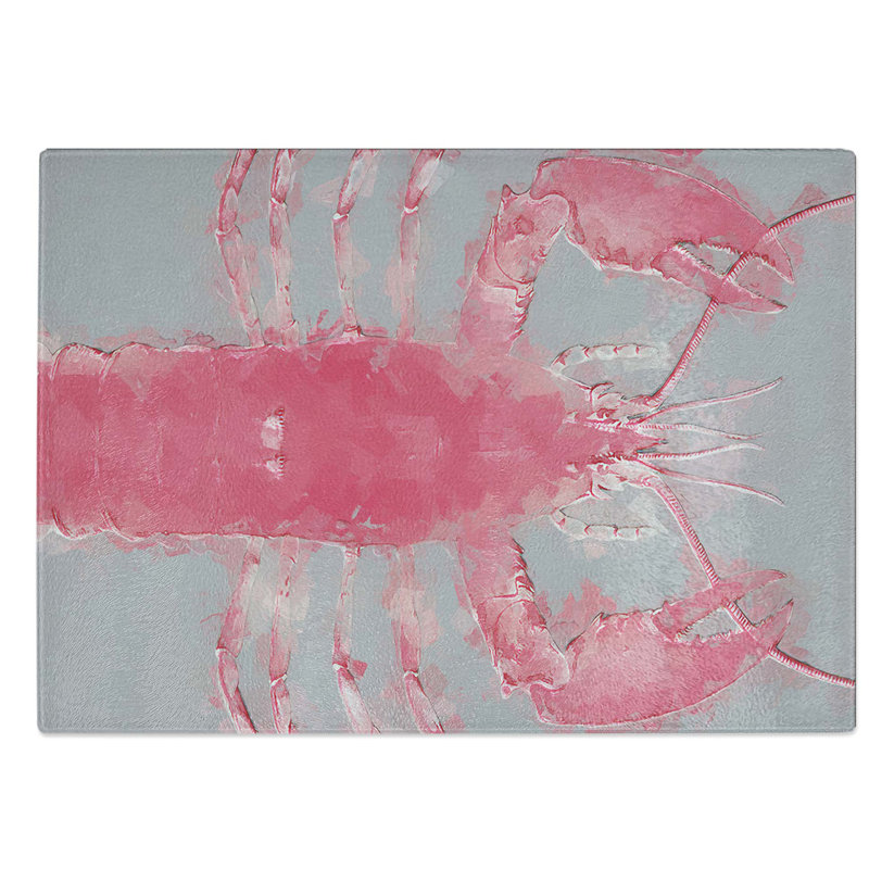 Tempered Glass The Pink Lobster in Abstract Chopping Board, 39 cm W x 28.5 cm L
