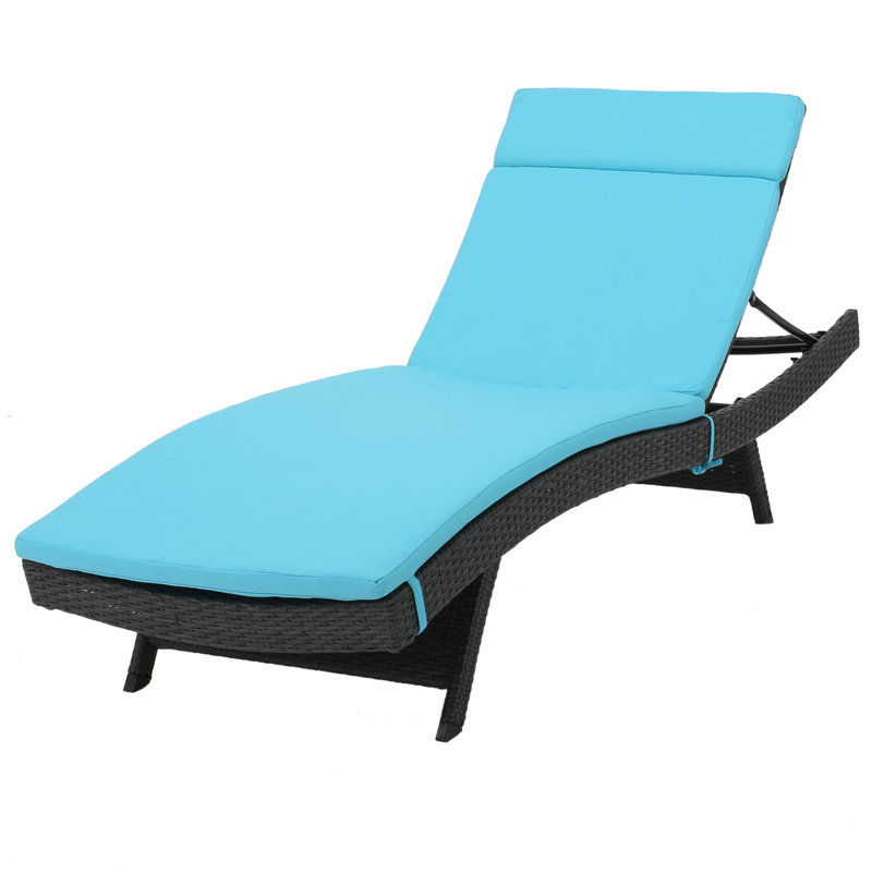 Billur Outdoor Chaise Lounge , Cushion Included, Blue, Gray