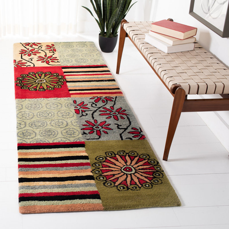 Tapis multicolore en laine touffeté à la main Chanler, Tapis de couloir 2 pi 6 po x 8 pi