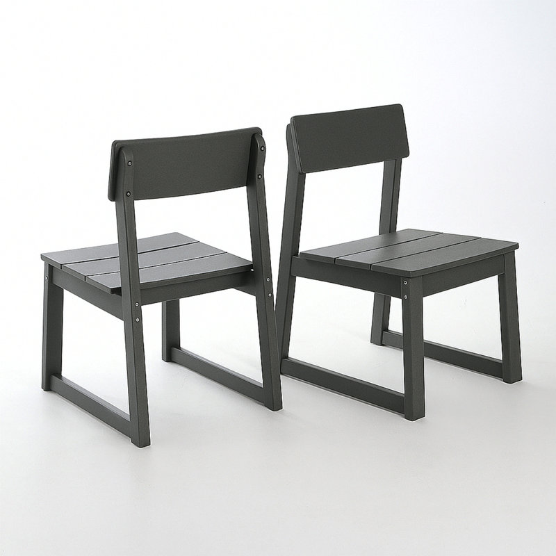Ensemble de 2 chaises noires en PEHD pour l'extérieur et le jardin, Noir
