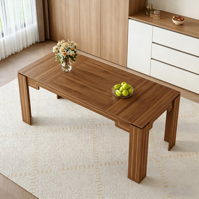 Table de salle à manger 71 "rectangulaire en noyer avec pieds cannelés, table de cuisine Mid-Century moderne - sièges 6-8
