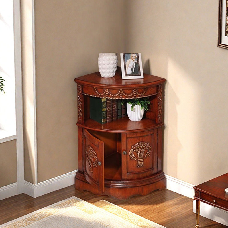 Élégante armoire d'angle multifonctionnelle rétro, Brun