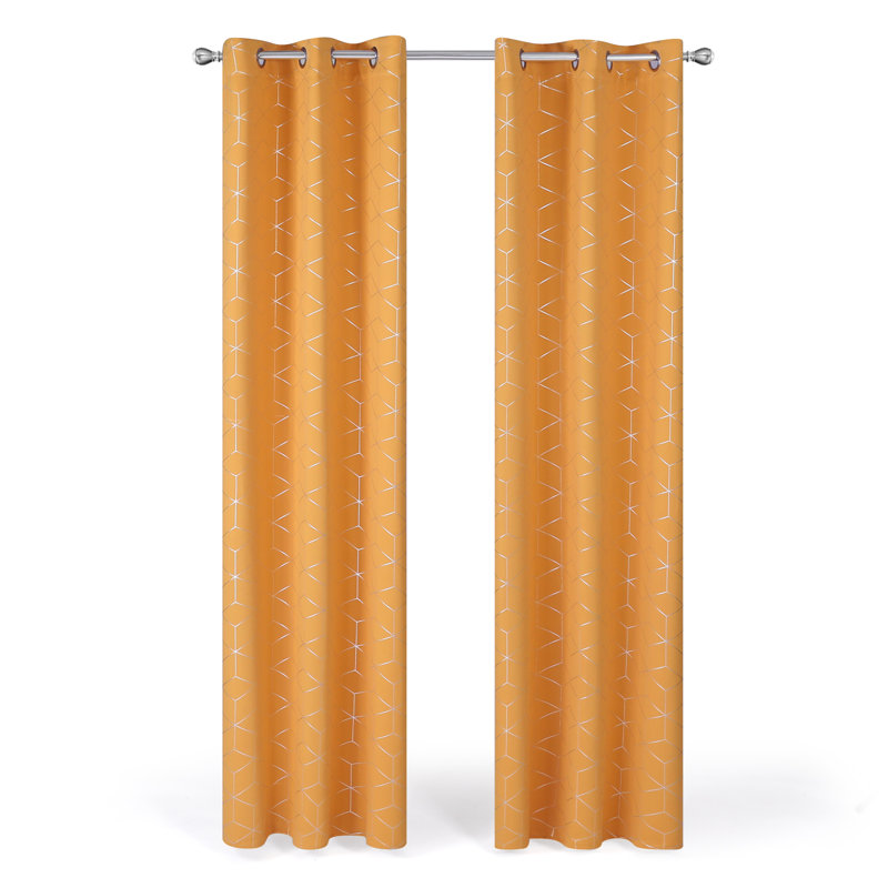 Paire de rideaux Deconovo, L 52 po x L 63 po, Orange flamme