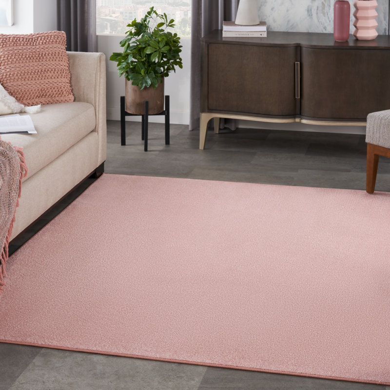 Mullican Sandy Solid Pink Easy Care Indoor/Outdoor Area Rug, Square 7'