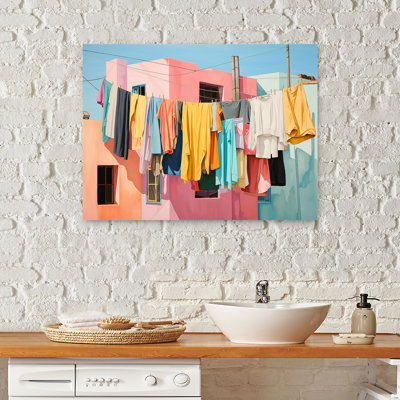 «Yellow Cubist Laundry Day Chaos I», art mural