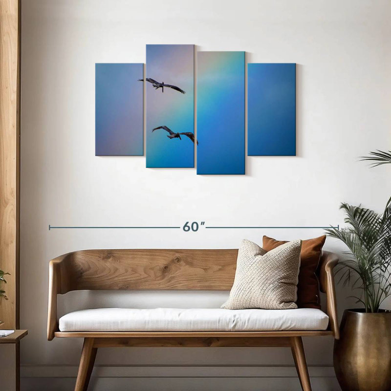Brampt oiseaux et arc-en-ciel, H 27 po x l 43 po