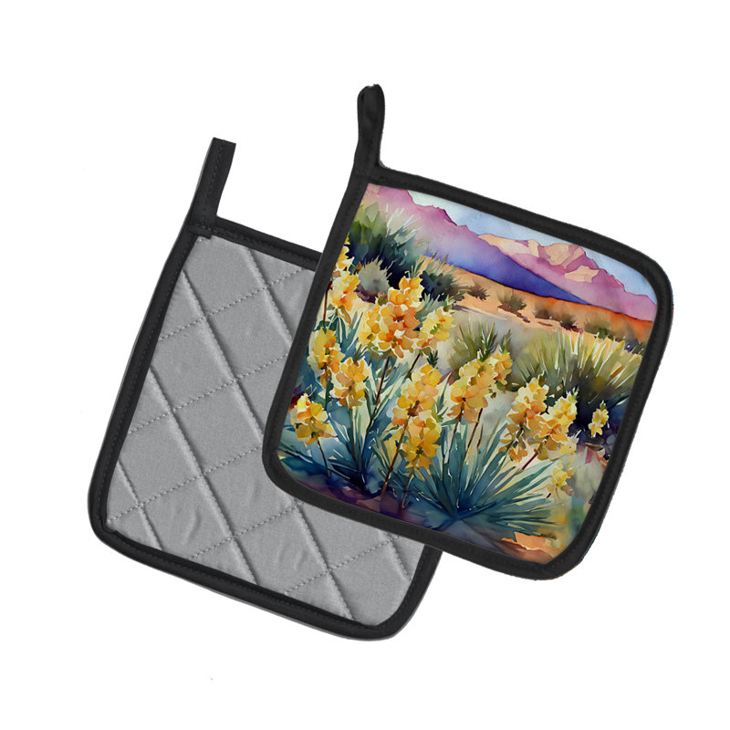 Paire de porte-pots en yucca avec aquarelle, Nouveau-Mexique