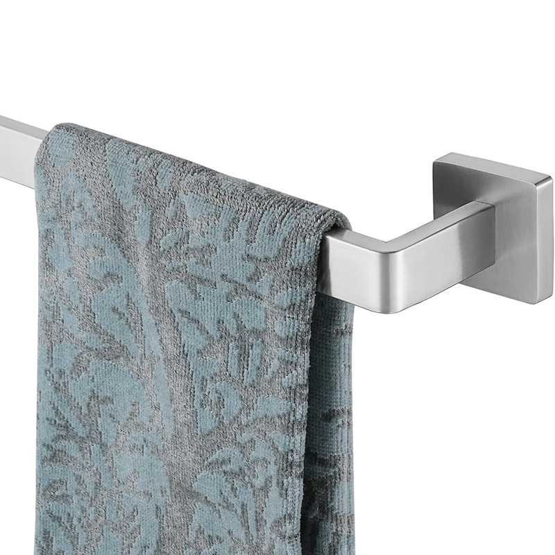 Porte-serviettes en acier inoxydable 304 avec bords arrondis, fixation murale, longueur utile, Acier brossé
