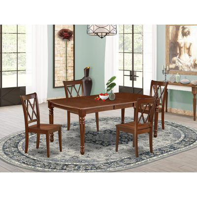 5 Piece Modern Dining Set Includes a Rectangle Wooden Table with Butterfly Leaf and 4 Kitchen Dining Chairs, Mahogany