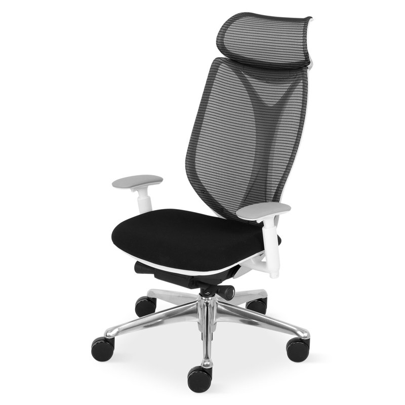 Sabrina Polyester Blend Office Chair with Headrest, White