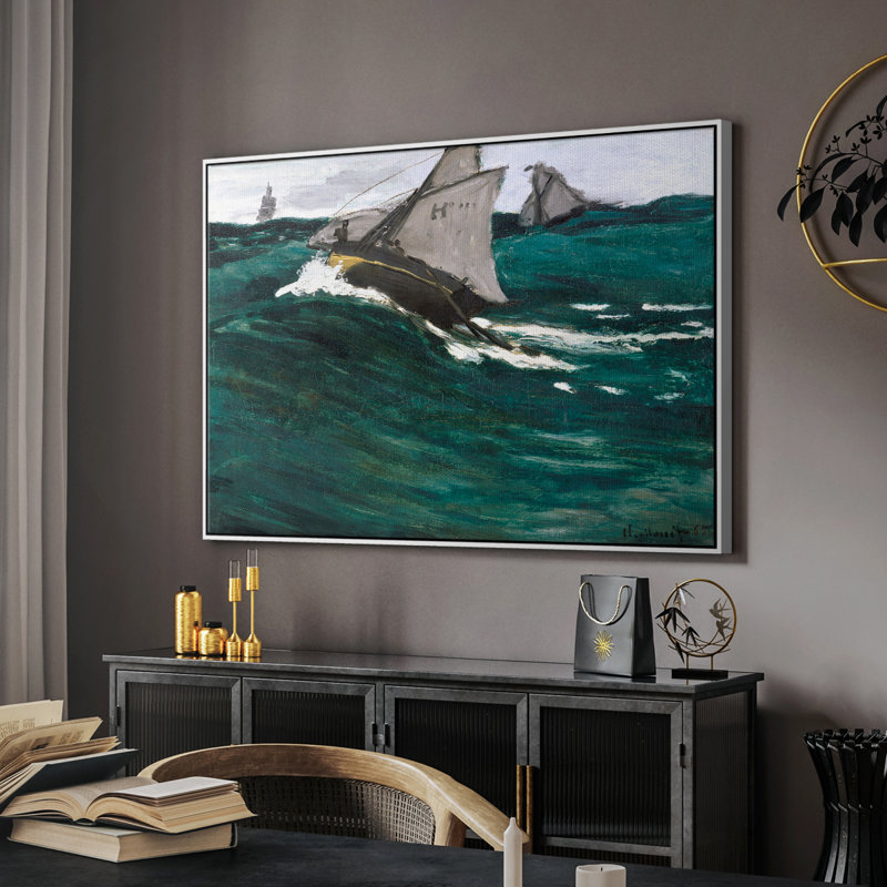 Rétro nautique - Lxxxi, Toile encadrée flottée blanche, 27" H x 41" W