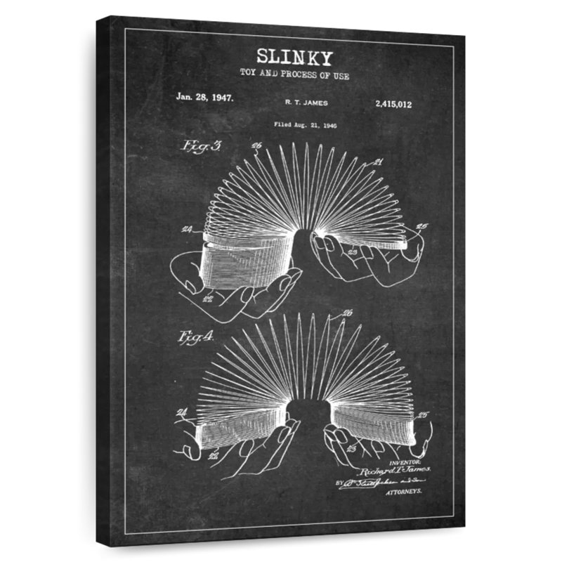 Slinky Toy BW Patent, 30" H x 20" W