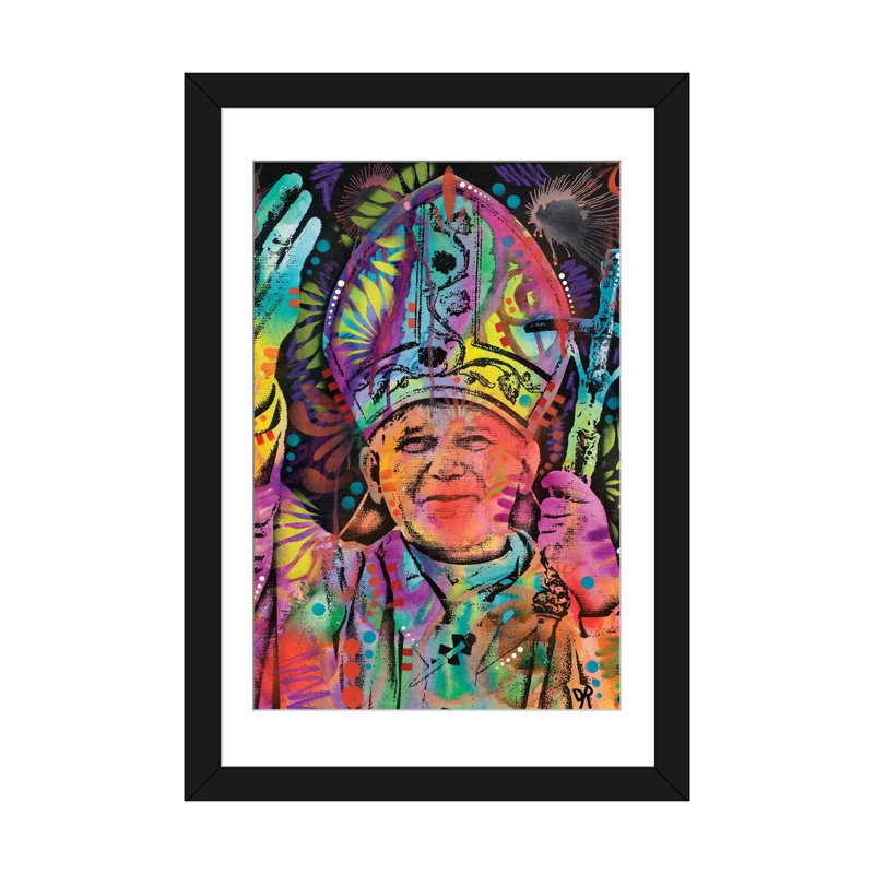 «Pope», impression sur toile, Papier beaux-arts encadré noir, Blanc, H 32 po x l 24 po x P 1 po