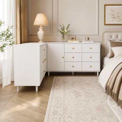 Commode combinée en L 63 po x l 63 po x H 28,7 po