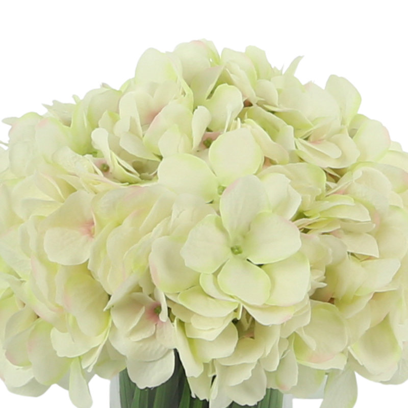 White And Pink Hydrange In Glass Vase