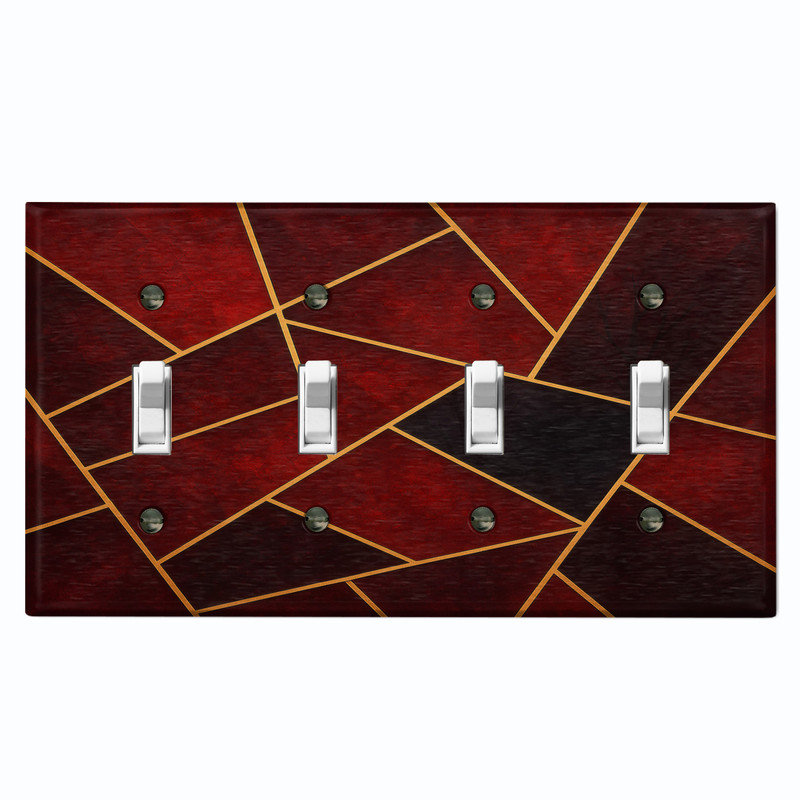 Couvercle de plaque d'interrupteur en métal; Bascule de taille standard 2 US - motif de carreaux rouges, # 4 Quad bascule