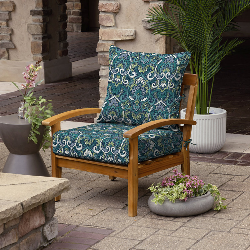 ARDEN Foam Outdoor Deep Seat Cushion Set, 24 x 24, made with ProFoam, Sapphire Aurora Blue Damask