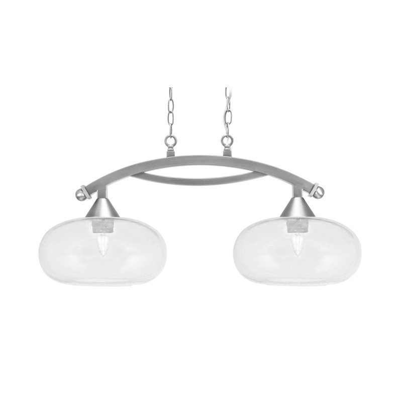Bow 2 Light Island Light With Glass, Clear, Brushed Nickel