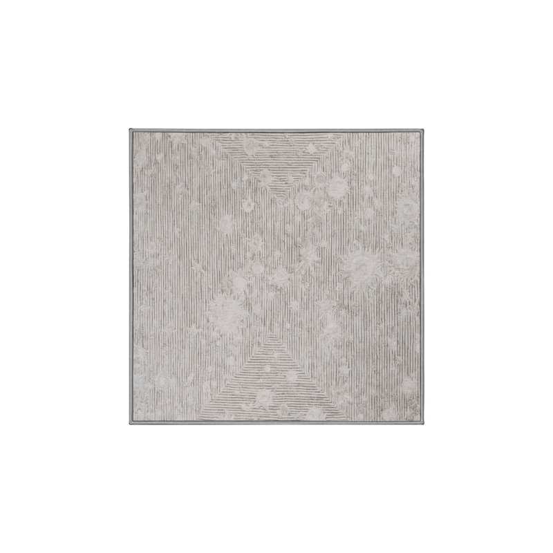 Tapis gris soyeux et moelleux, Rectangulaire 3 pi x 5 pi