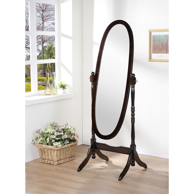 Traditional Queen Anna Style Wood Floor Cheval Mirror Finish, Espresso, 59" H x 20" W x 20" D