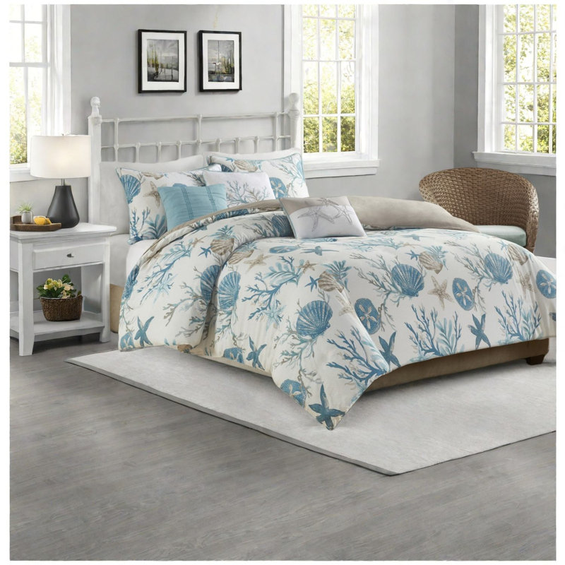 Ensembles de literie en satin de coton luxueux, style bord de mer, parfait pour la décoration intérieure