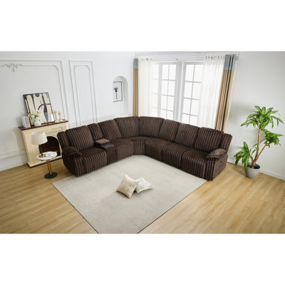 Power Reclining Sectional Sofa Couches  Brown