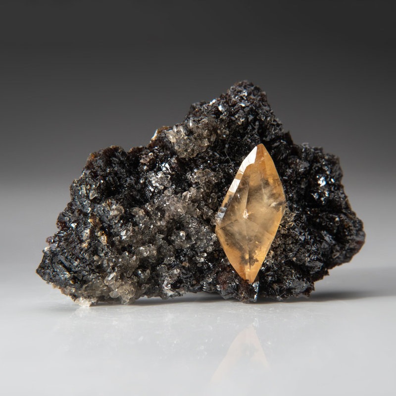 Home Décor Golden Calcite on Sphalerite Matrix
