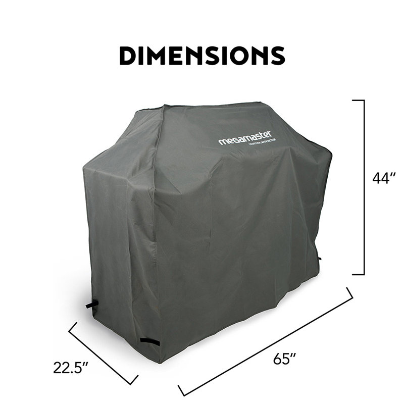 Large Black Polyester Grill Cover, 65" Weather Resistant