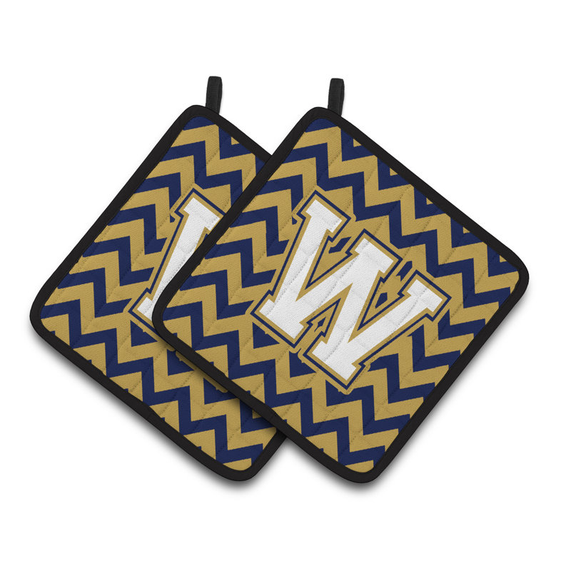 Poignée à chevrons, W, Bleu marine/doré