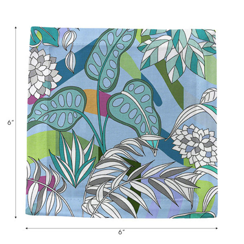 Sabi Jungle Hemstitch Cocktail 6" Linen/Cotton Napkin, Savuti