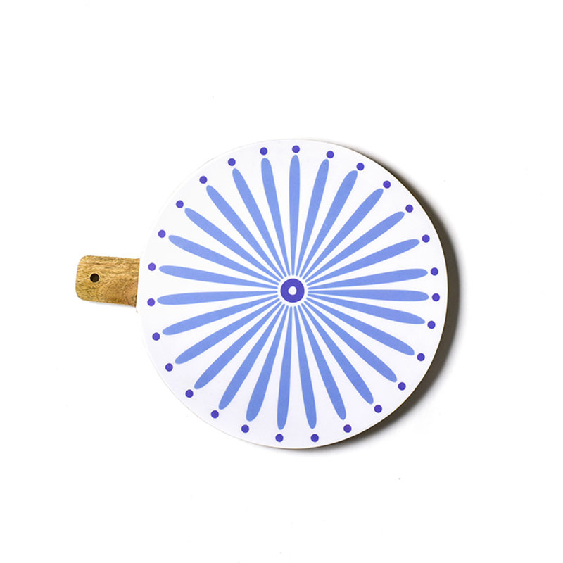 Iris Blue Round Wood Cheese Board