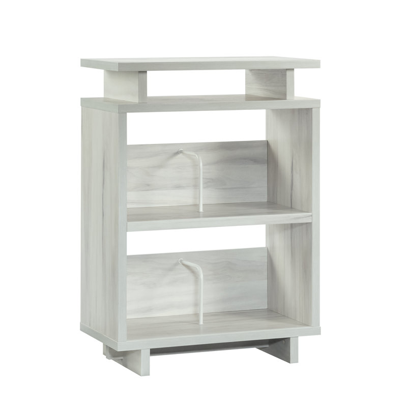 Gray Engineered Wood Bookcase with Cubes and Shelves