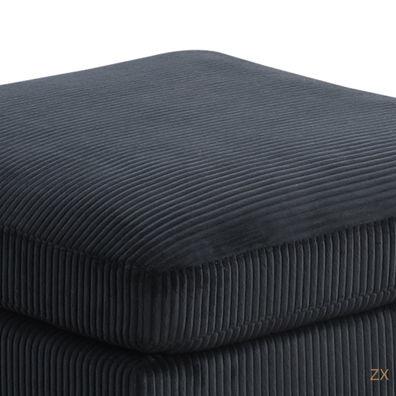 Bentley Modern Style Corduroy Fabric Upholste Ottoman Made With Wood Frame, Black