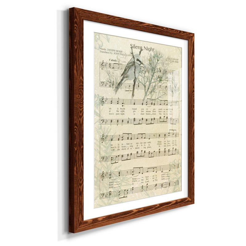 Silent Night - Reproduction d'art textuel sur papier encadré, H 31,5 po x l 23,5 po x P 1,5 po, Érable