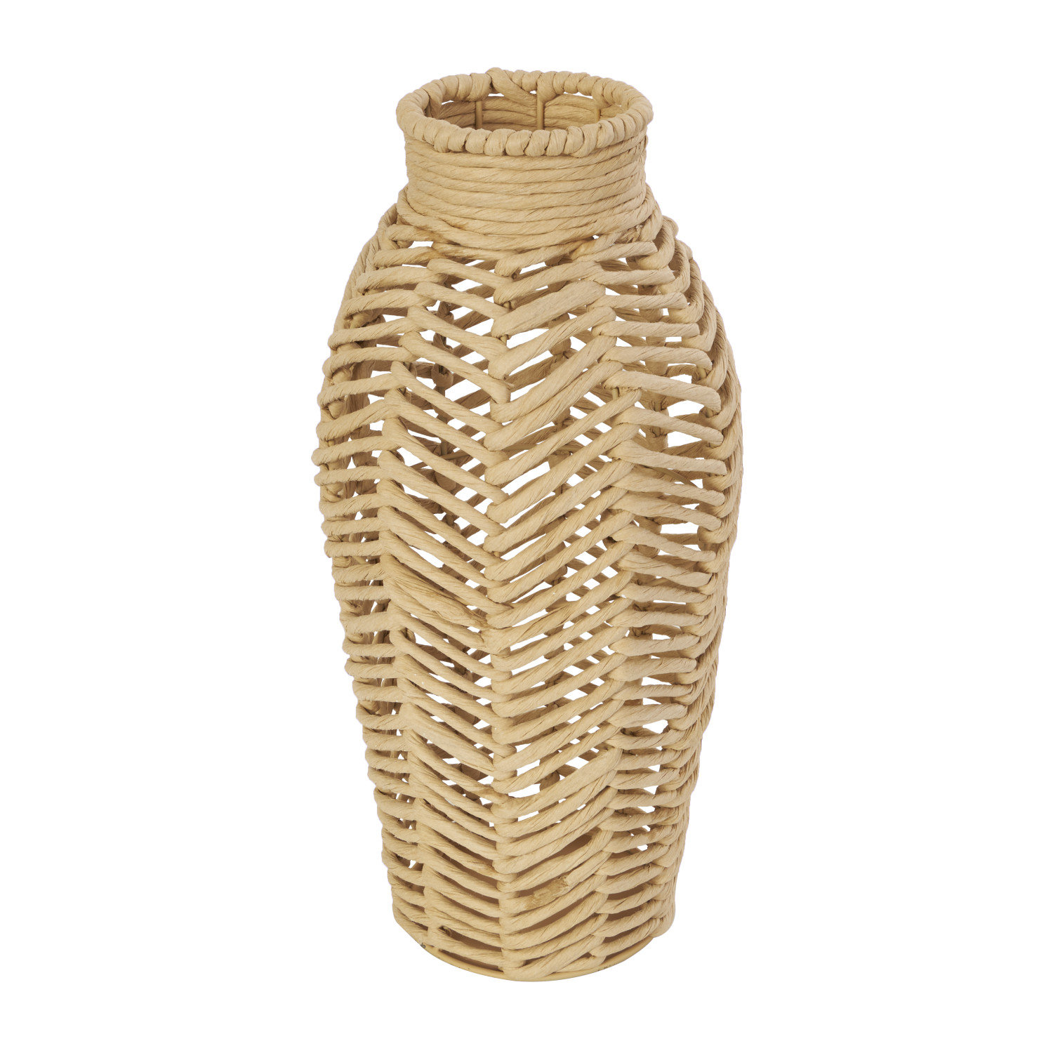 Bay Isle Home™ Cole And Grey Jute Woven Vase With Chevron Pattern | Wayfair