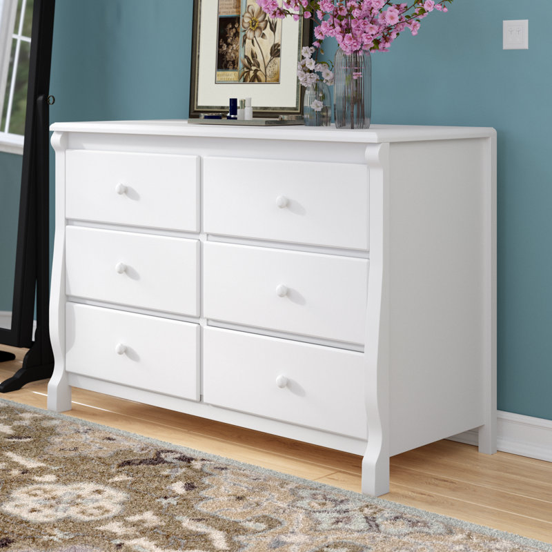 White Double Nursery Dresser with Interlocking Drawers