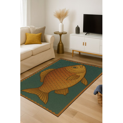 Tapis tissé traditionnel bleu marine Mosso