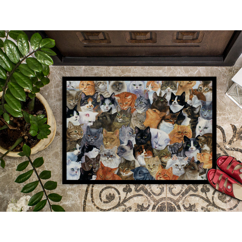 Tapis de porte pour l’extérieur antidérapant chats galore, Rectangle 1 pi 6 po x 2 pi 3 po