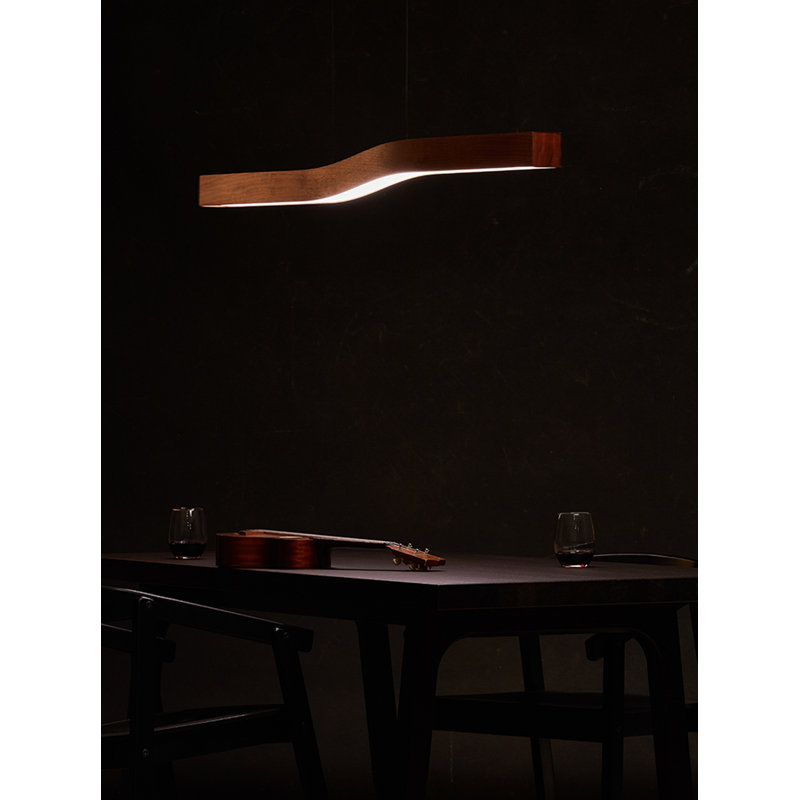 Camur 1 - Light LED Pendant, Dark Stained Walnut